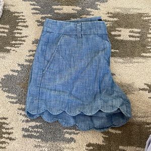 J. Crew Factory Women's Scalloped Chambray Shorts